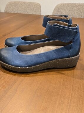 Dansko Blue Leather Ankle Strap Comfort Shoes EU 37 US 6.5-7 Balletcore Boho